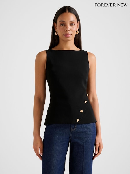 Forever New Black Pheobe Asymmetrical Vest Top (W13951) | £59