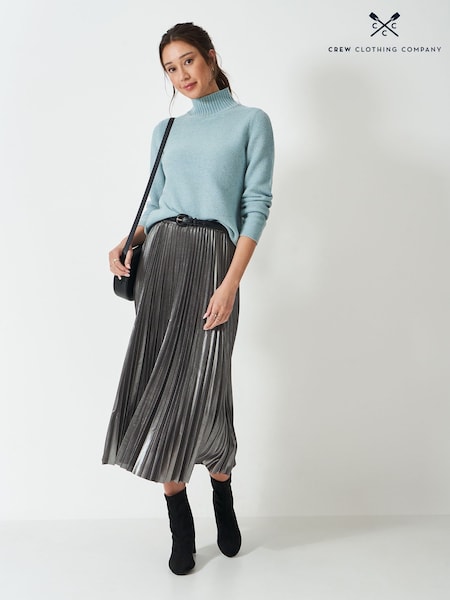 Crew Clothing Grey Aurora Pleated Midi Skirt (W14035) | £75