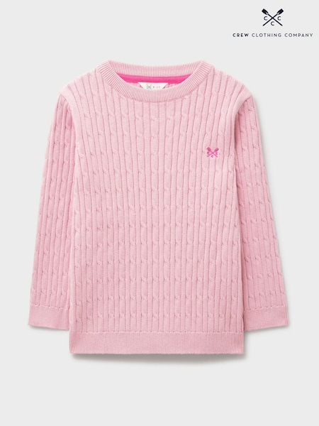 Crew Clothing Pink Heritage Cable Crew-Neck Jumper (W14053) | £30 - £38