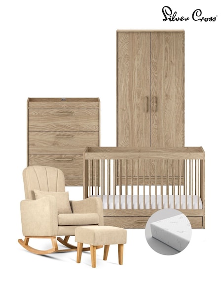 Silver Cross 5 Piece Brown Geneva with Mattress and Carmel Chair Set (W14081) | £1,494