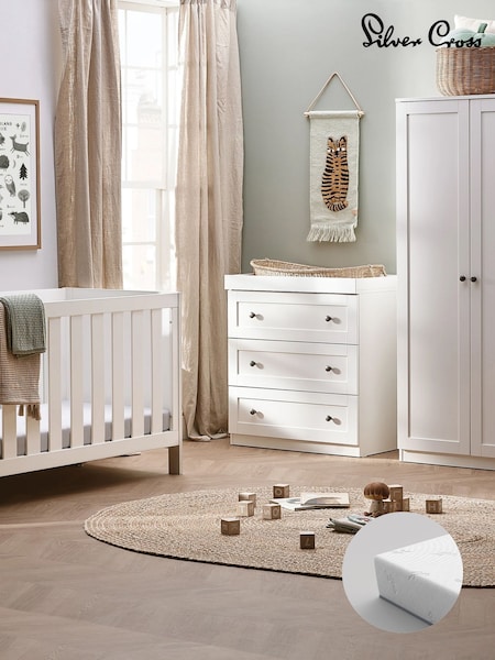 Silver Cross White Bromley Furniture Set with Mattress (W14088) | £995