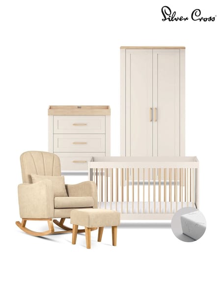 Silver Cross 5 Piece Natural Seville with Mattress and Carmel Chair Set (W14090) | £1,394