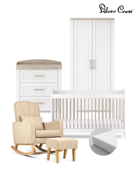 Silver Cross 5 Piece White Valencia with Mattress and Chair Set (W14095) | £1,394
