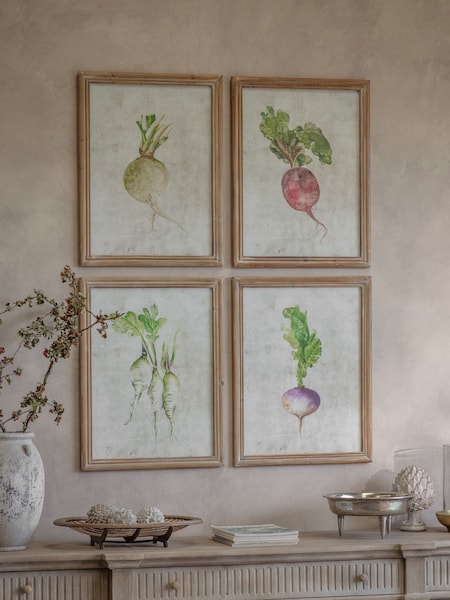 One.World Set of 4 Natural Croston Root Vegetable Framed Prints (W14106) | £189