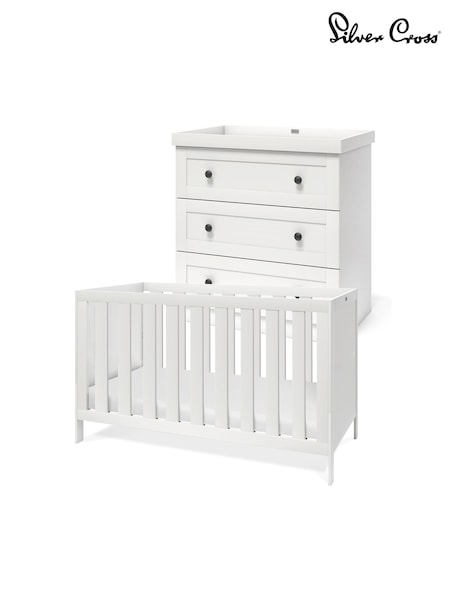 Silver Cross White Bromley Cot Bed and Dresser (W14122) | £595
