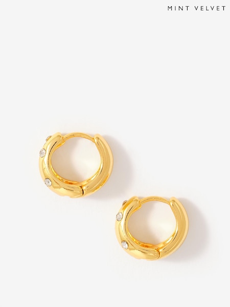 Mint Velvet Gold Plated Crystal Hoops (W14133) | £39