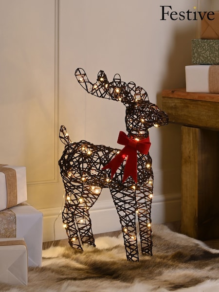 Festive 60cm Bo Lit Reindeer With Bow Warm White LED (W14223) | £45