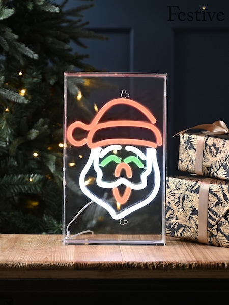 Festive 30cm Lit Neon Flex Santa Face Sign Christmas Decoration (W14237) | £30