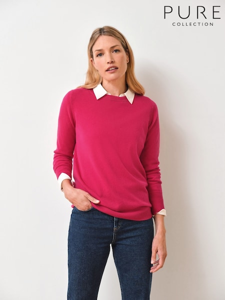 Pure Collection Pink Cashmere Boyfriend Jumper (W14381) | £160