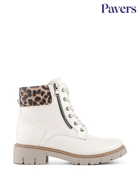 Pavers White Zip & Lace-Up Ankle Boots (W14456) | £48
