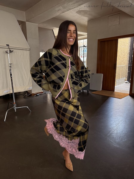 Never Fully Dressed Green Tartan Maeva Skirt (W14490) | £89