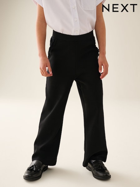 Black - Pull-on Cotton Rich Stretch Bootcut School Trousers (3-16yrs)