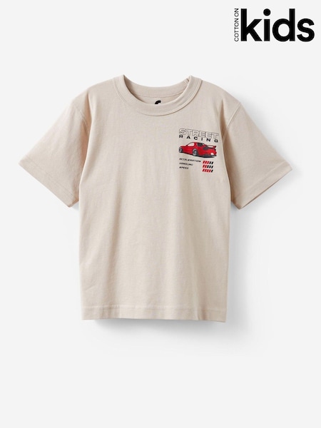 Cotton On Cream Jonny Short Sleeve Graphic Print T-Shirt (W14493) | £12