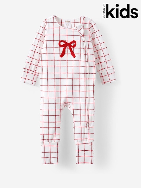 Cotton On Off White Long Sleeve Zip Romper (W14519) | £15