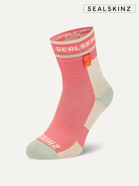 Sealskinz Pink Berney Waterproof All Weather Mid Length Socks (W14592) | £25