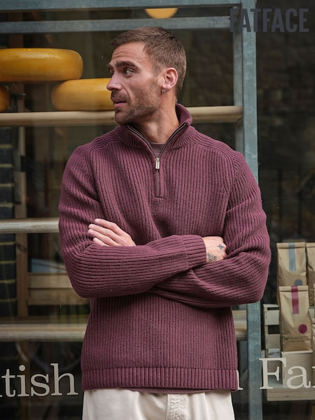 Dusky Purple - Regular Fatface Half Neck Knitted Jumper