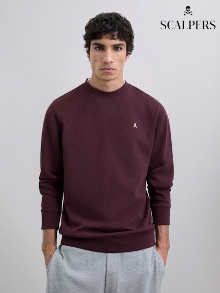 Scalpers Red Contrasting Embroidered Skull Sweatshirt (W14689) | £90