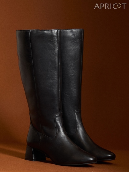 Apricot Black Tall Chelsea Healed Boots (W14736) | £89
