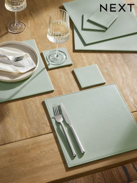 Set Of 4 Reversible Faux Leather Placemats And Coasters