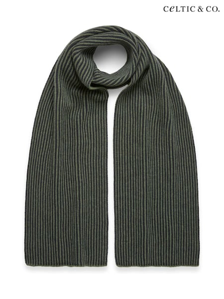 Celtic & Co Blue Men'S Lambs Vertical Strip Scarf (W14767) | £65