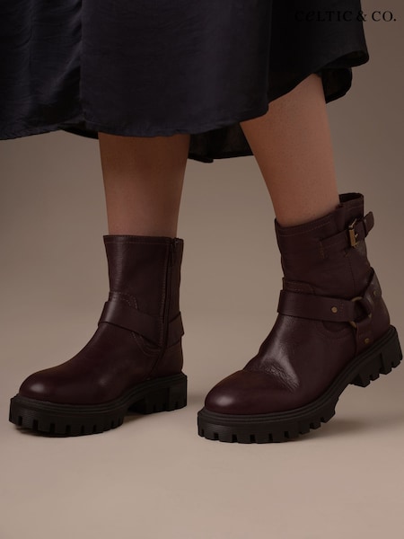 Celtic & Co Red Biker Ankle Boots (W14773) | £185