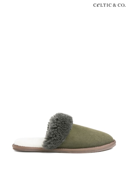 Celtic & Co Green Mens Sheepskin Mules (W14778) | £85