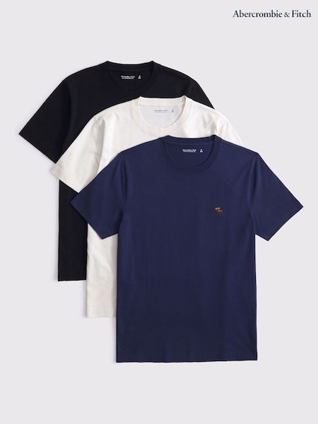 Abercrombie & Fitch Blue Icon Crew Neck Short Sleeved T-Shirt 3 Pack (W14787) | £50