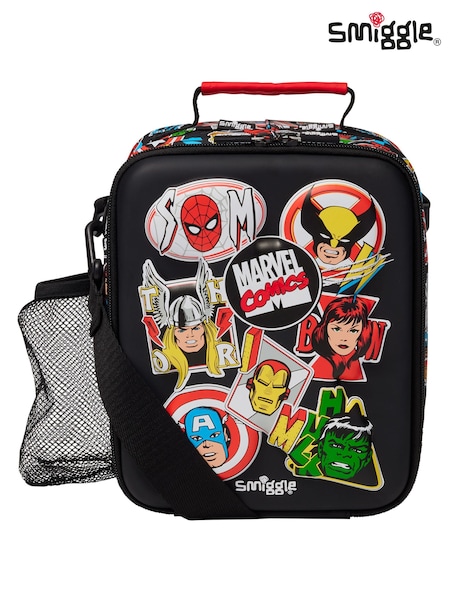 Smiggle Black Marvel Hardtop Level Lunchbox With Strap (W14847) | £25