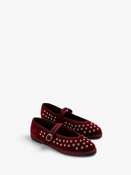 Scalpers Red Studded Skull Slippers (W14870) | £120