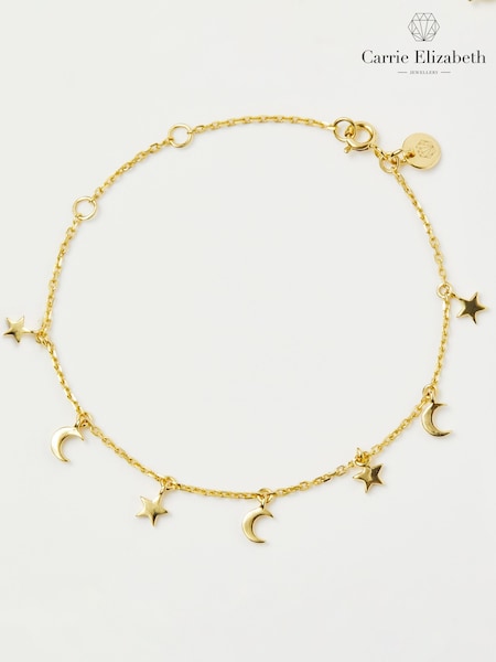 Carrie Elizabeth Gold Tone Mini Moon & Stars Charm Bracelet (W14877) | £85