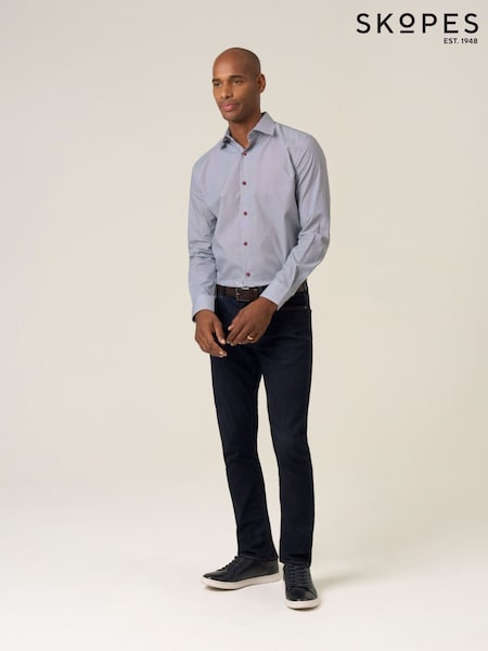 Skopes Grey Cotton Tailored Fit Circle Design Formal Shirt (W14883) | £35