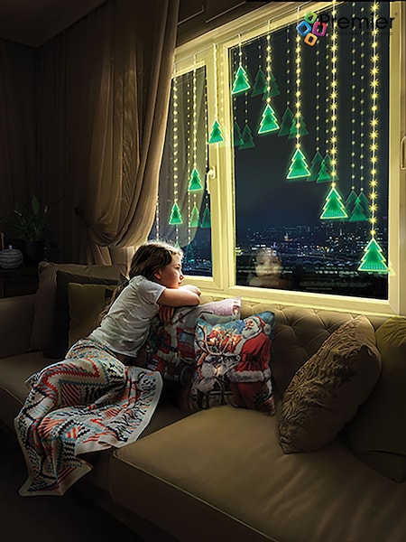 Premier Decorations Ltd Green V Curtain Tree Infinity Mirror (W14915) | £46