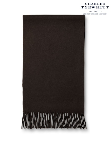 Charles Tyrwhitt Tan Brown Window Pane Check Cashmere Scarf (W14933) | £90