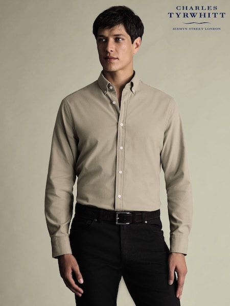 Charles Tyrwhitt Natural Slim Fit Overcheck Twill Shirt (W14952) | £70