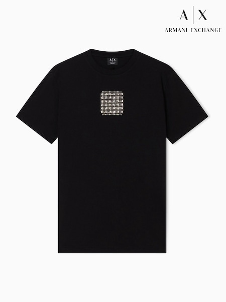 Armani Exchange Gold logo Black T-Shirt (W14969) | £55