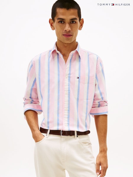 Tommy Hilfiger Pink Regular Fit Pinstripe Oxford Shirt (W15041) | £100