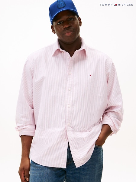 Tommy Hilfiger Pink Plus Regular Fit Stripe Oxford Shirt (W15061) | £85