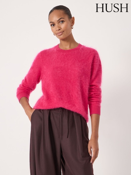 Hush Pink Brushed Cashmere Jumper (W15105) | £240