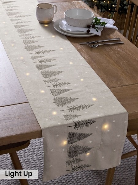 Cosy Scandi Christmas Tree Light Up Table Runner