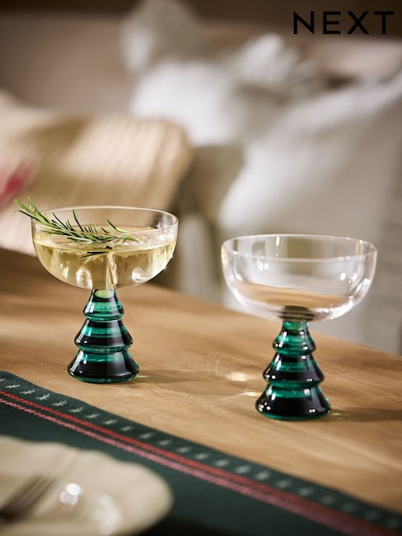 Set Of 2 Christmas Tree Stem Cocktail Glasses