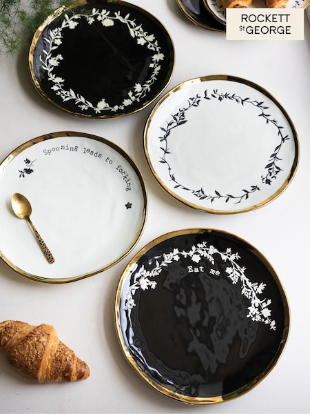 Rockett St George Set Of 4 Food Lovers Dinner Plates