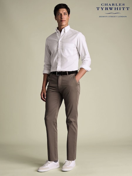 Charles Tyrwhitt Brown Slim Fit Washed Chinos (W15247) | £90