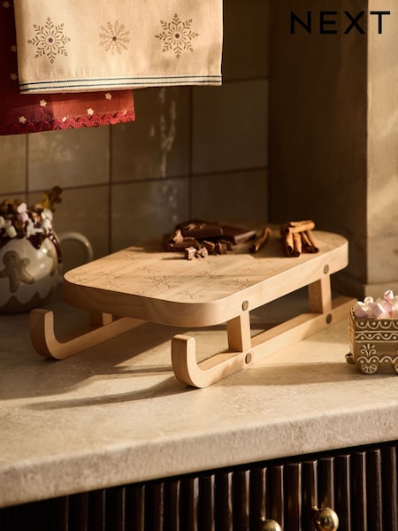 Wood Snowflake Sleigh Serving Board