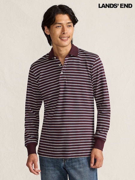 Lands' End Blue Long Sleeve Supima Cotton Polo Shirt (W15370) | £50