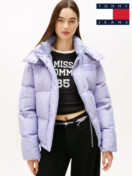 Tommy Jeans Purple Shiny Quilted Down Alaska Puffer Jacket (W15420) | £220