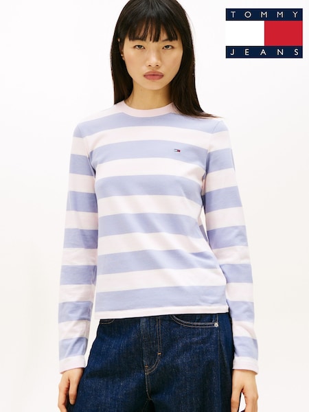 Tommy Jeans Purple Flag Embroidery Jersey Long Sleeve T-Shirt (W15434) | £35