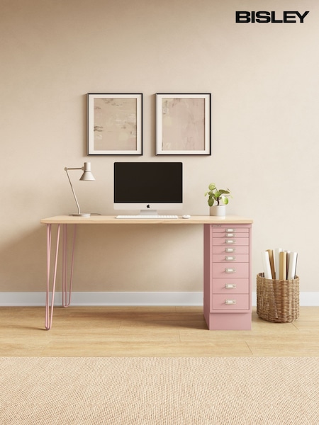 Bisley Palest Pink MultiDesk With Filing Cabinet Desktop (W15505) | £355