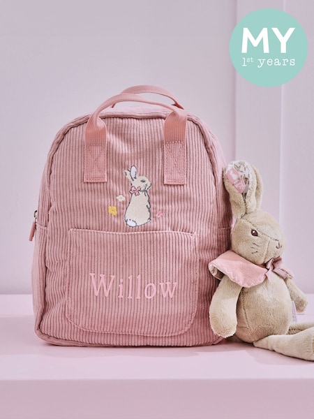 My 1st Years Personalised Flopsy™ Bunny Pink Cord Mini Backpack (W15630) | £34