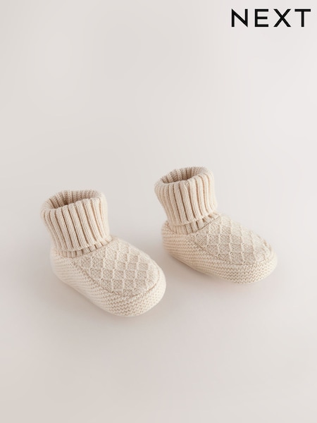 Neutral Knitted - Baby Sock Top Boots (0-18mths)