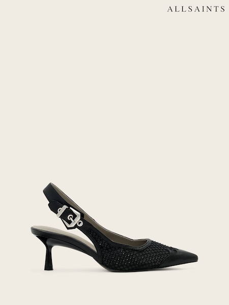AllSaints Black Idiya Mesh Slingback Heels (W15802) | £169